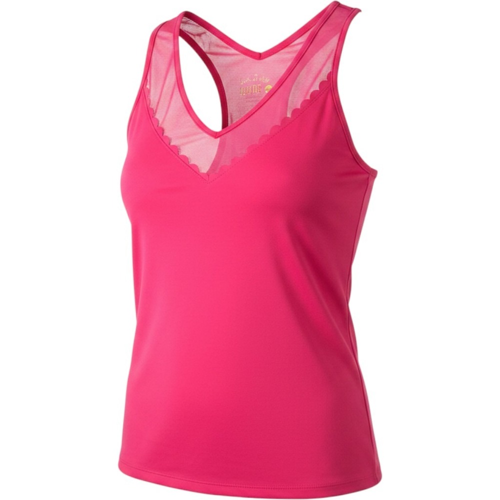 Lilly Pulitzer Tank Women XXS built in Bra Pink Luxletic Scallop Trim Summer